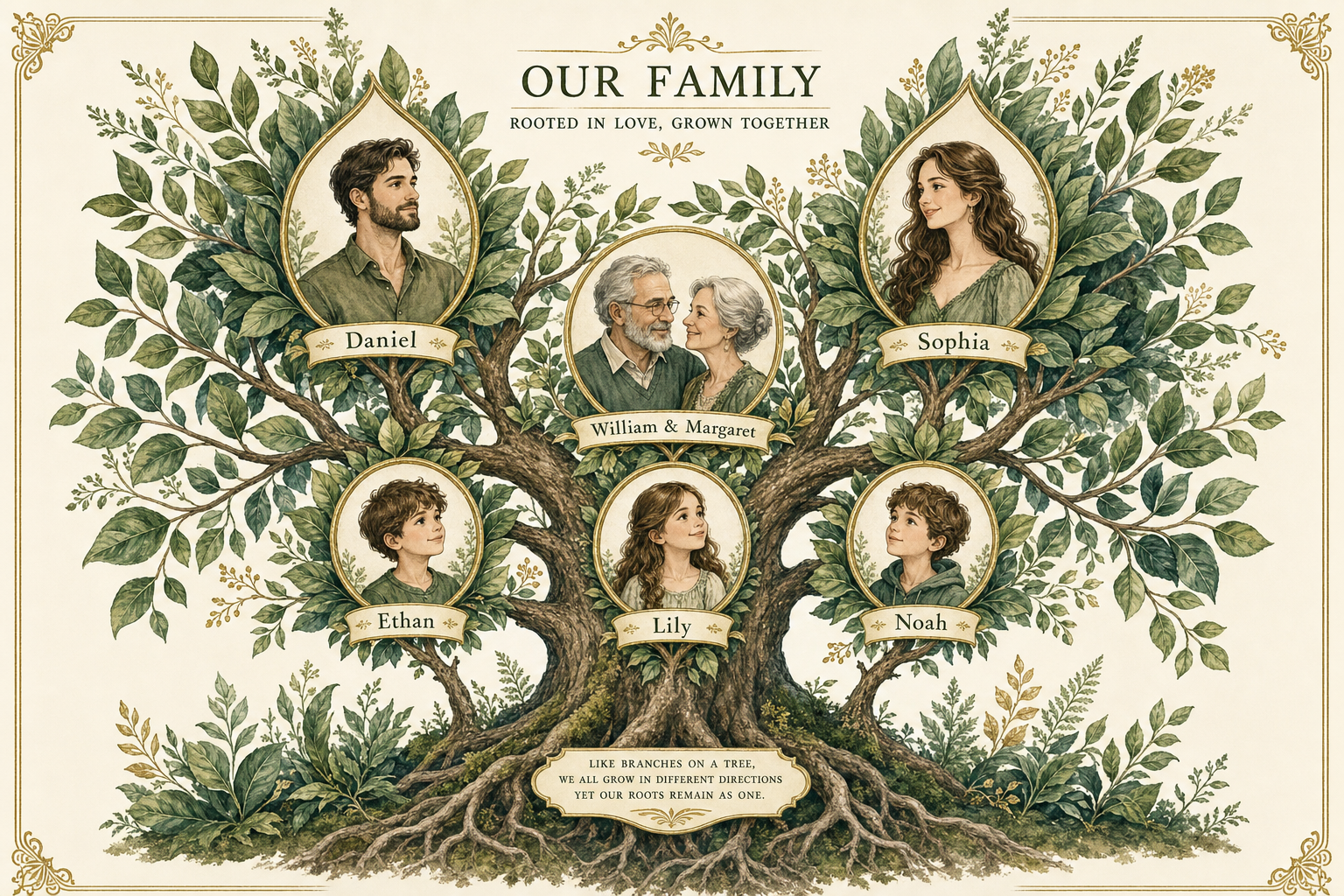 Botanical family tree example